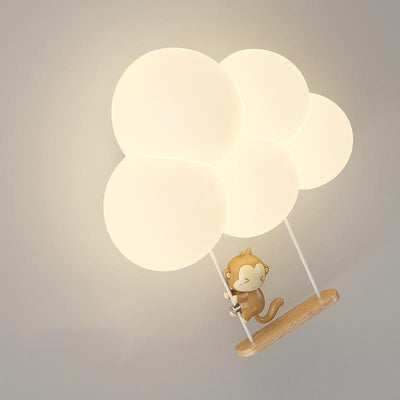 Modern Minimalist Round Cloud Shape Animal Iron PE Shade LED Wall Sconce Lamp For Bedroom