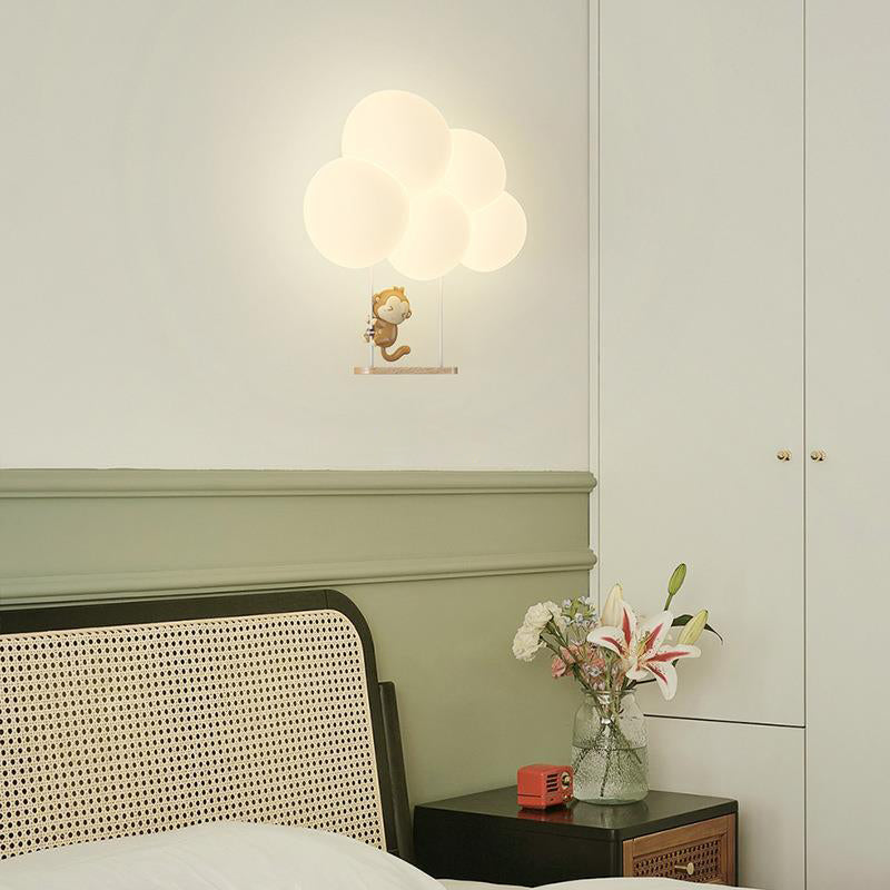 Modern Minimalist Round Cloud Shape Animal Iron PE Shade LED Wall Sconce Lamp For Bedroom