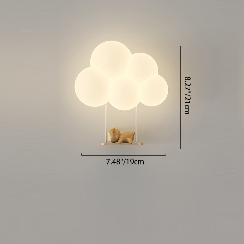 Modern Minimalist Round Cloud Shape Animal Iron PE Shade LED Wall Sconce Lamp For Bedroom