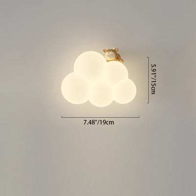 Modern Minimalist Round Cloud Shape Animal Iron PE Shade LED Wall Sconce Lamp For Bedroom