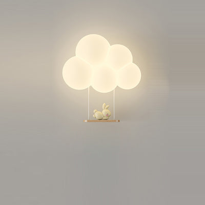 Modern Minimalist Round Cloud Shape Animal Iron PE Shade LED Wall Sconce Lamp For Bedroom