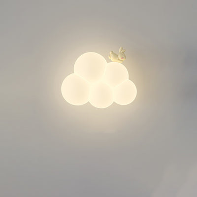 Modern Minimalist Round Cloud Shape Animal Iron PE Shade LED Wall Sconce Lamp For Bedroom