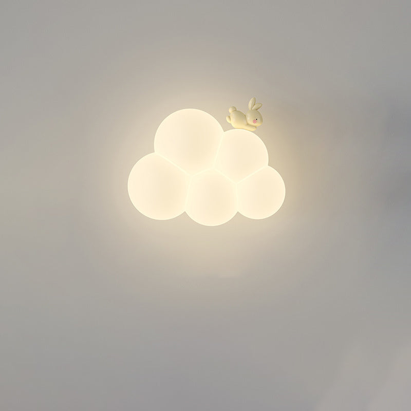 Modern Minimalist Round Cloud Shape Animal Iron PE Shade LED Wall Sconce Lamp For Bedroom