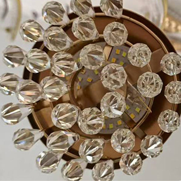 Modern Luxury Round Diamond Curved Hook Iron Acrylic Shade LED Wall Sconce Lamp For Living Room