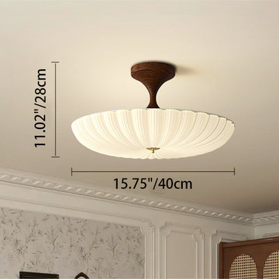 Contemporary Nordic Round Striped Acrylic Shade Iron Frame LED Semi-Flush Mount Ceiling Light For Bedroom