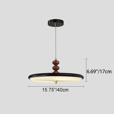 Contemporary Nordic Swingable Round Oval Beads Pleated PVC Shade Iron LED Pendant Light For Living Room