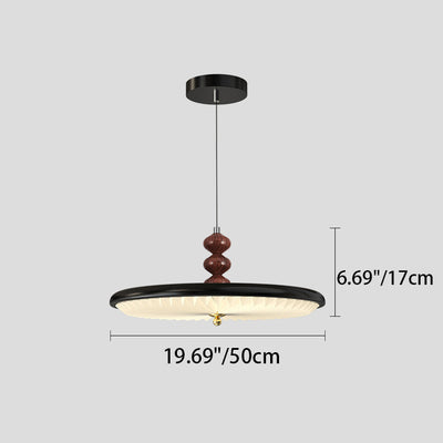 Contemporary Nordic Swingable Round Oval Beads Pleated PVC Shade Iron LED Pendant Light For Living Room