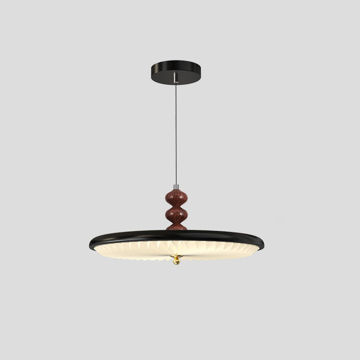 Contemporary Nordic Swingable Round Oval Beads Pleated PVC Shade Iron LED Pendant Light For Living Room