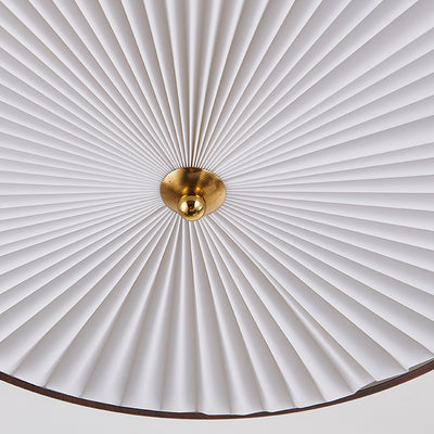 Contemporary Retro Round Disc Beads Pleated PVC Shade Iron Frame LED Semi-Flush Mount Ceiling Light For Bedroom