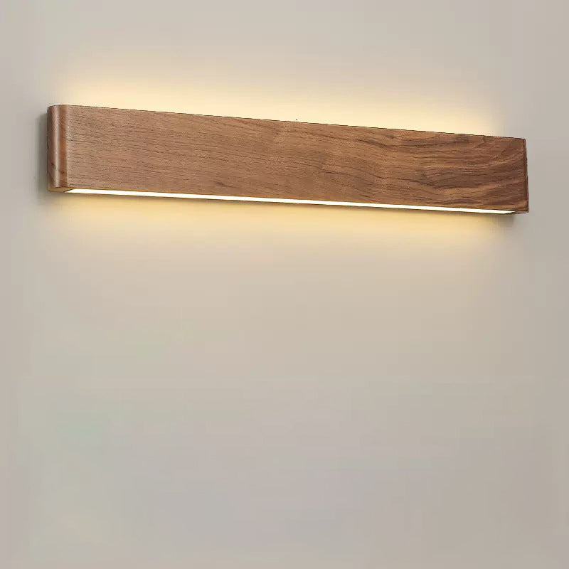 Modern Minimalist Rectangle Wood Aluminum PC Shade LED Wall Sconce Lamp For Bedroom