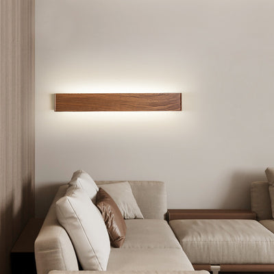 Modern Minimalist Rectangle Wood Aluminum PC Shade LED Wall Sconce Lamp For Bedroom