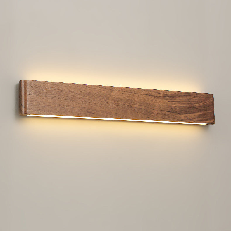 Modern Minimalist Rectangle Wood Aluminum PC Shade LED Wall Sconce Lamp For Bedroom