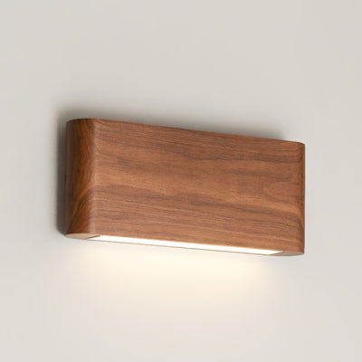 Modern Minimalist Rectangle Wood Aluminum PC Shade LED Wall Sconce Lamp For Bedroom