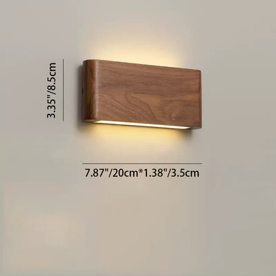 Modern Minimalist Rectangle Wood Aluminum PC Shade LED Wall Sconce Lamp For Bedroom