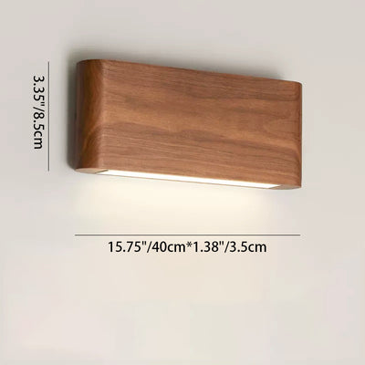 Modern Minimalist Rectangle Wood Aluminum PC Shade LED Wall Sconce Lamp For Bedroom