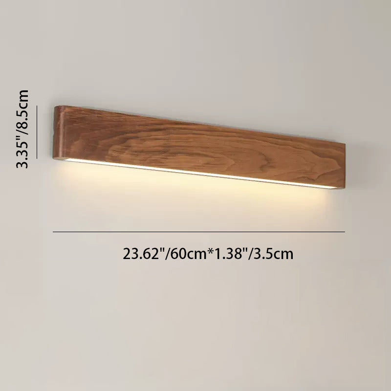 Modern Minimalist Rectangle Wood Aluminum PC Shade LED Wall Sconce Lamp For Bedroom