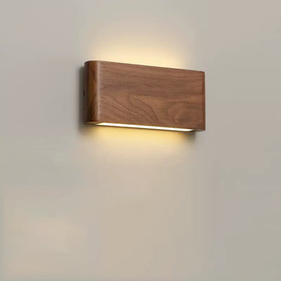 Modern Minimalist Rectangle Wood Aluminum PC Shade LED Wall Sconce Lamp For Bedroom