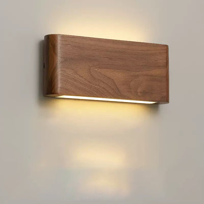 Modern Minimalist Rectangle Wood Aluminum PC Shade LED Wall Sconce Lamp For Bedroom