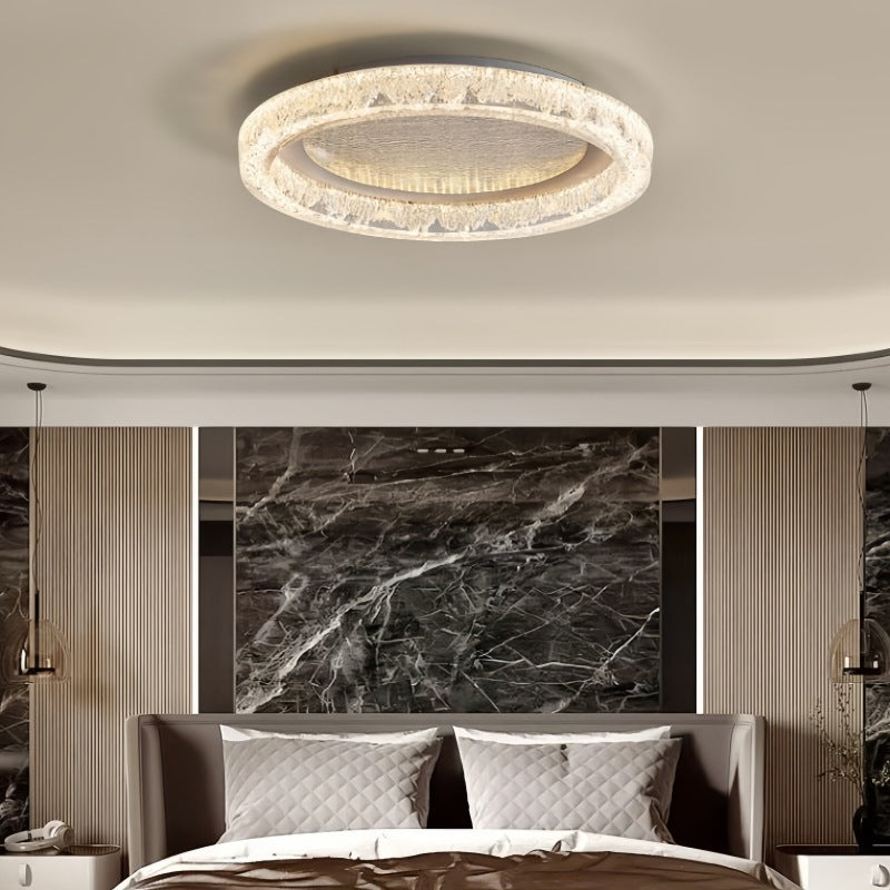 Modern Luxury Round Iron Resin Acrylic LED Flush Mount Ceiling Light For Living Room