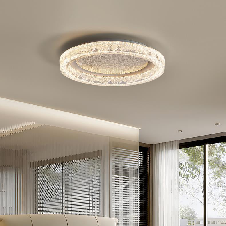 Modern Luxury Round Iron Resin Acrylic LED Flush Mount Ceiling Light For Living Room