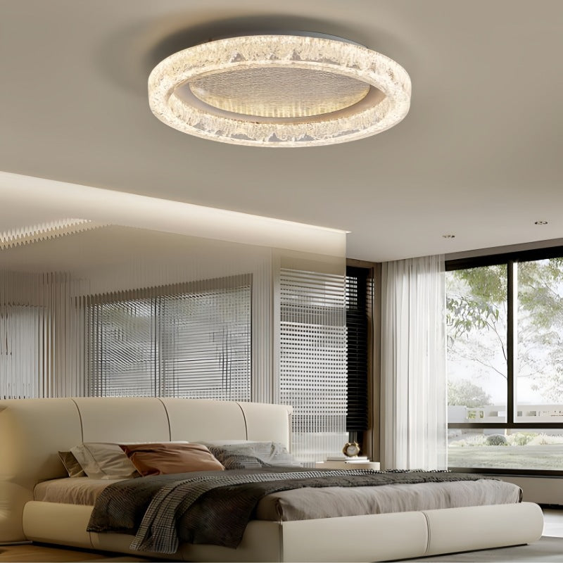 Modern Luxury Round Iron Resin Acrylic LED Flush Mount Ceiling Light For Living Room