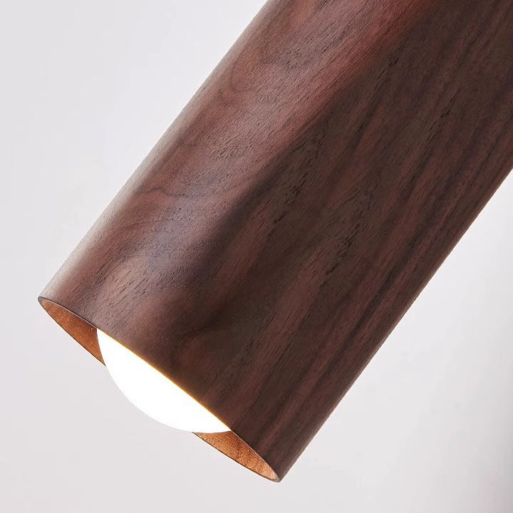 Modern Minimalist Round Cylinder Copper Wood Shade LED Wall Sconce Lamp For Bedroom