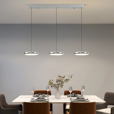 Contemporary Nordic Round Frisbee Shape Hardware Acrylic LED Island Light Chandelier For Dining Room