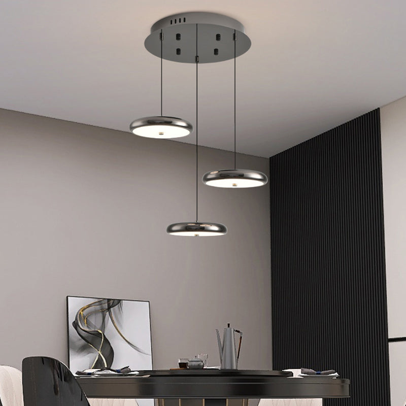 Contemporary Nordic Round Frisbee Shape Hardware Acrylic LED Island Light Chandelier For Dining Room