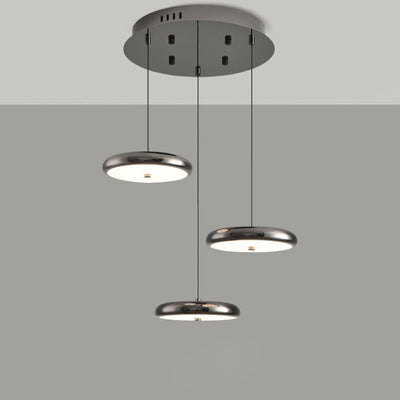 Contemporary Nordic Round Frisbee Shape Hardware Acrylic LED Island Light Chandelier For Dining Room