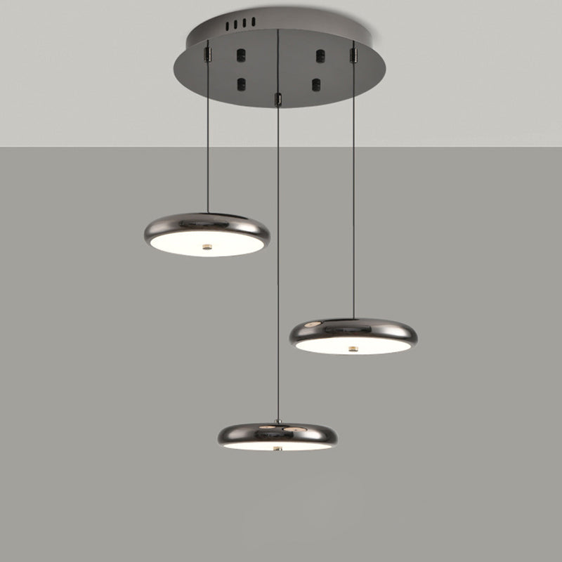 Contemporary Nordic Round Frisbee Shape Hardware Acrylic LED Island Light Chandelier For Dining Room