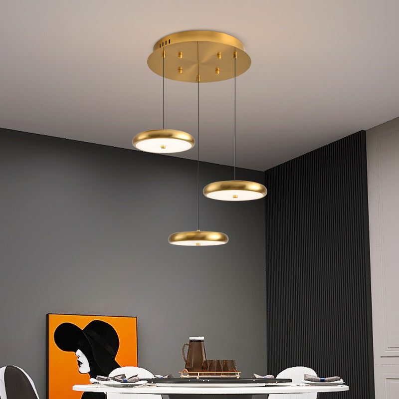 Contemporary Nordic Round Frisbee Shape Hardware Acrylic LED Island Light Chandelier For Dining Room