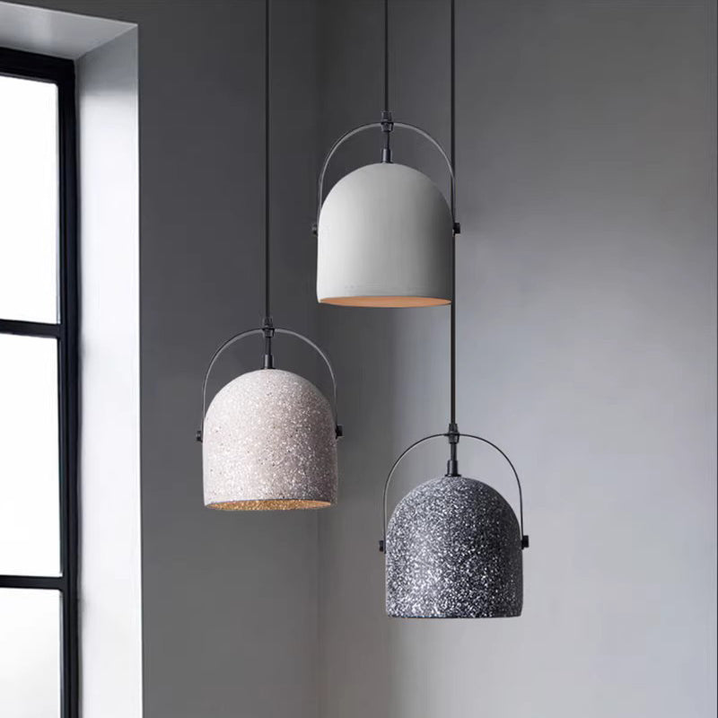 Contemporary Industrial Cylindrical Round Iron Cement Shade 1-Light Pendant Light For Living Room