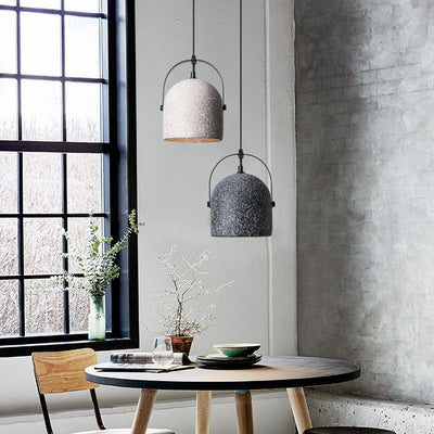 Contemporary Industrial Cylindrical Round Iron Cement Shade 1-Light Pendant Light For Living Room