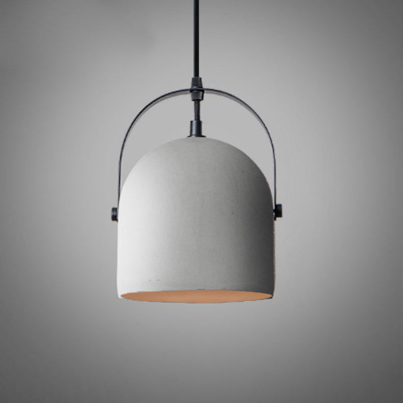 Contemporary Industrial Cylindrical Round Iron Cement Shade 1-Light Pendant Light For Living Room