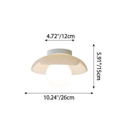 Modern Minimalist Flower Globe Resin Shade Iron 1-Light Semi-Flush Mount Ceiling Light For Living Room