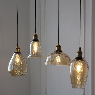 Contemporary Industrial Round Teardrop Glass Iron Aluminum 1-Light Pendant Light For Living Room