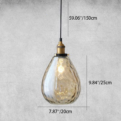 Contemporary Industrial Round Teardrop Glass Iron Aluminum 1-Light Pendant Light For Living Room