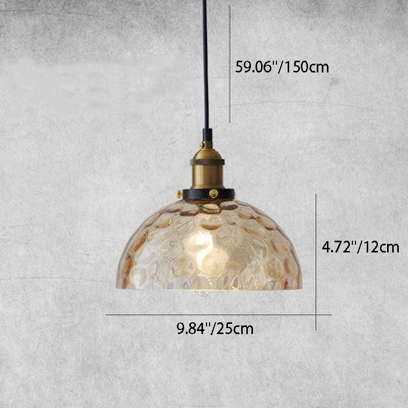 Contemporary Industrial Round Teardrop Glass Iron Aluminum 1-Light Pendant Light For Living Room