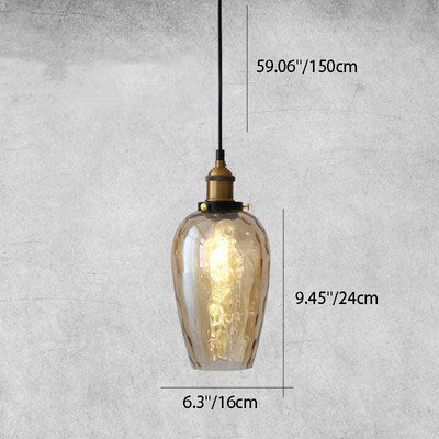 Contemporary Industrial Round Teardrop Glass Iron Aluminum 1-Light Pendant Light For Living Room