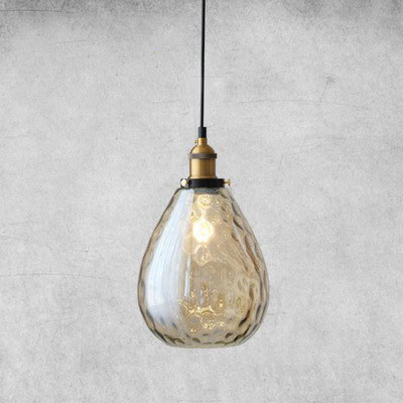 Contemporary Industrial Round Teardrop Glass Iron Aluminum 1-Light Pendant Light For Living Room