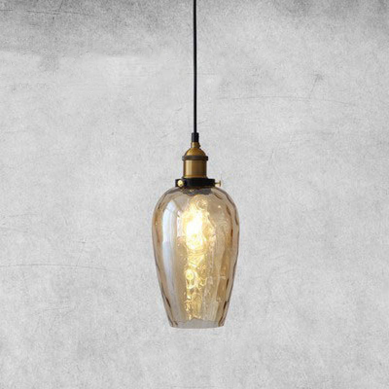 Contemporary Industrial Round Teardrop Glass Iron Aluminum 1-Light Pendant Light For Living Room