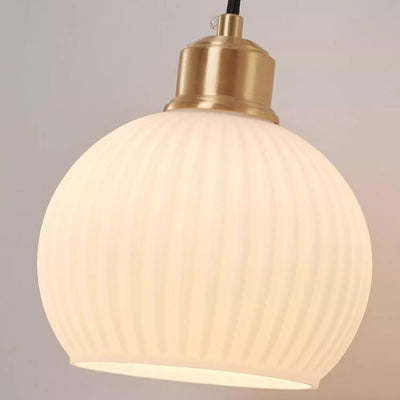 Traditional Chinese Orb Round Glass Shade Solid Wood Iron 1-Light Wall Sconce Lamp For Bedroom