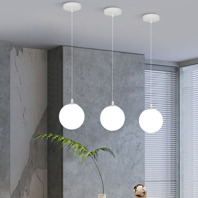 Modern Minimalist Globe Hardware PVC Shade 1-Light Pendant Light For Bedroom