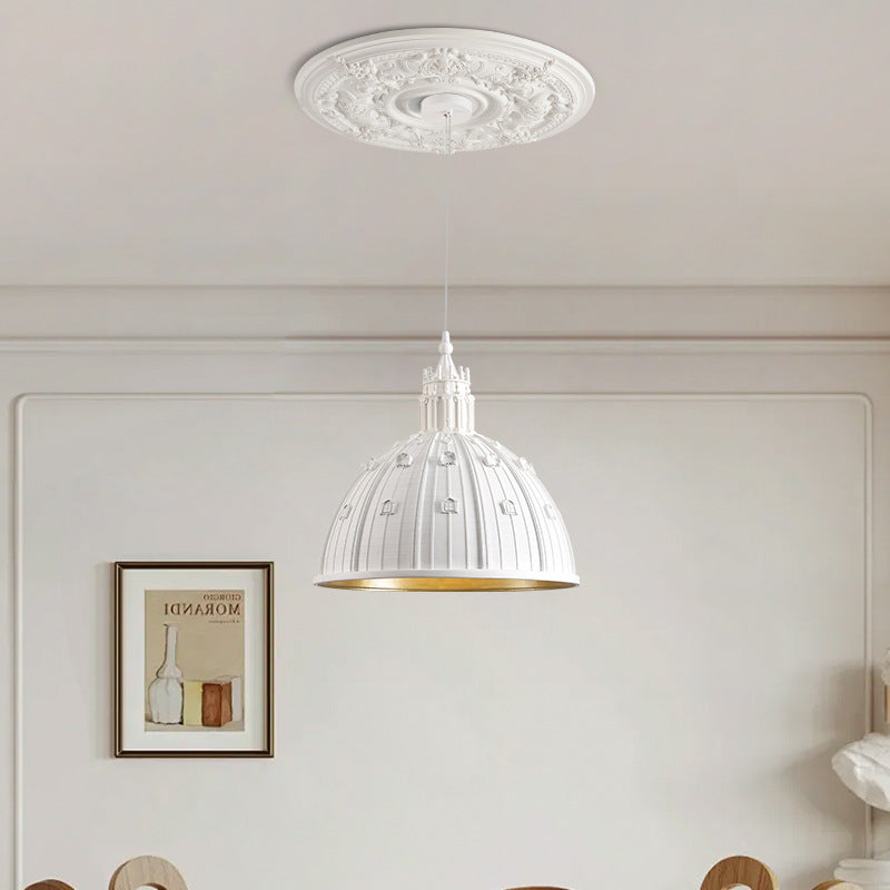 Contemporary Creative Round Dome Castle Resin Hardware 1-Light Pendant Light For Living Room