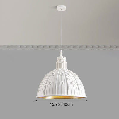 Contemporary Creative Round Dome Castle Resin Hardware 1-Light Pendant Light For Living Room