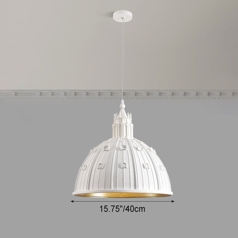 Contemporary Creative Round Dome Castle Resin Hardware 1-Light Pendant Light For Living Room