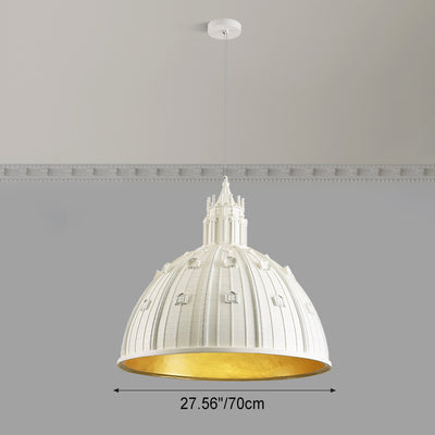 Contemporary Creative Round Dome Castle Resin Hardware 1-Light Pendant Light For Living Room