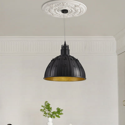 Contemporary Creative Round Dome Castle Resin Hardware 1-Light Pendant Light For Living Room