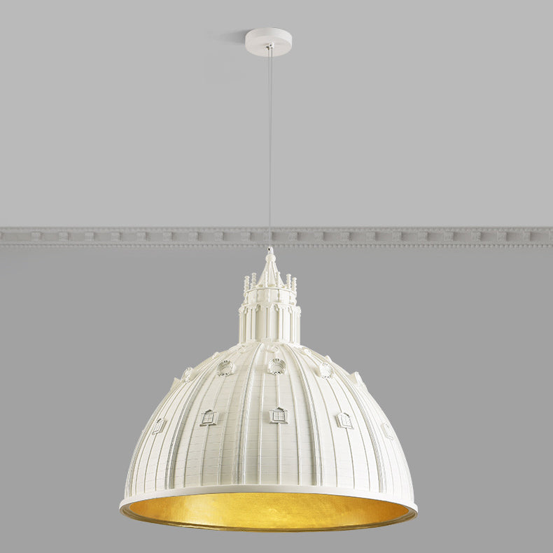 Contemporary Creative Round Dome Castle Resin Hardware 1-Light Pendant Light For Living Room