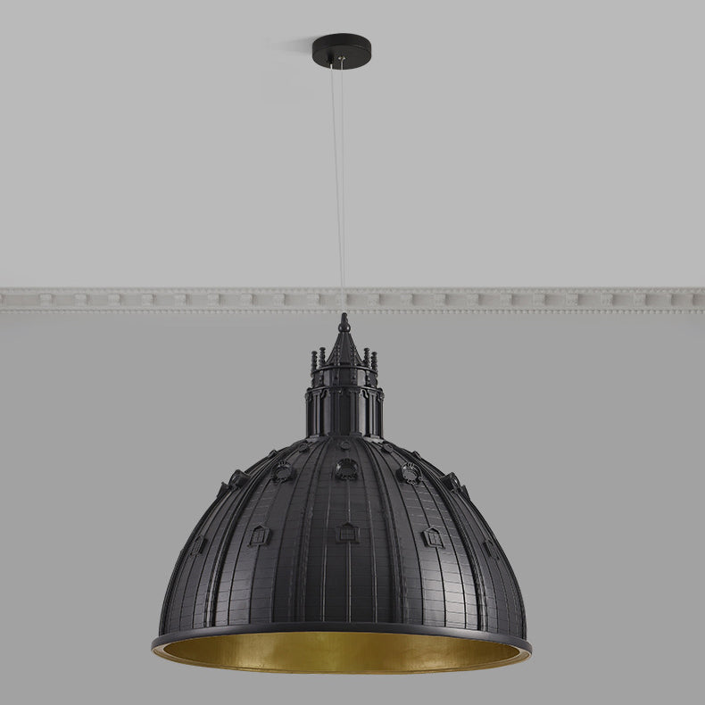 Contemporary Creative Round Dome Castle Resin Hardware 1-Light Pendant Light For Living Room